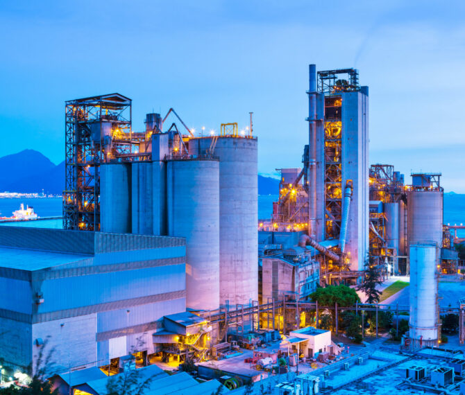 Industrial plant during sunset